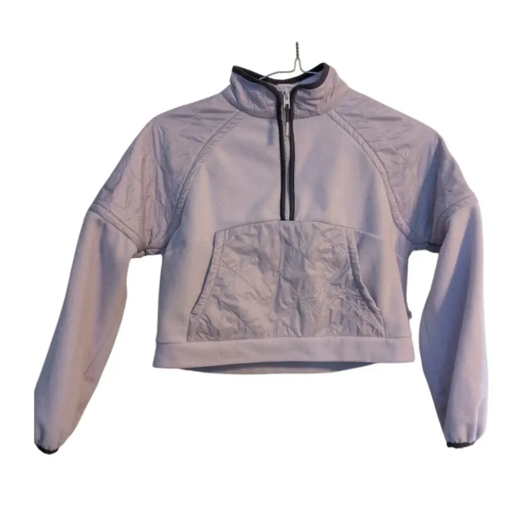 Athleta Girl All Day Half Zip Hoodie Large Purple Plush Fleece EUC